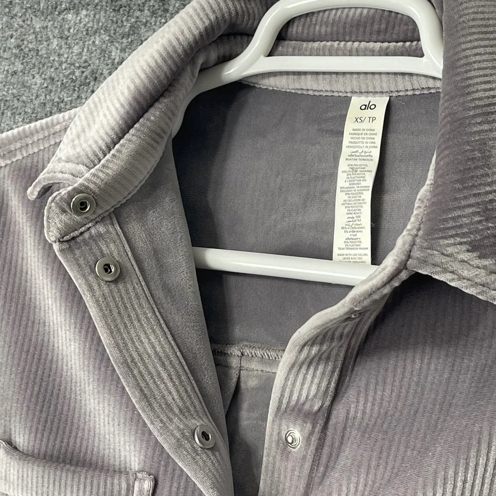 Alo Yoga Shacket Women XS Lavender Ribbed Velour Mountain Side Oversized